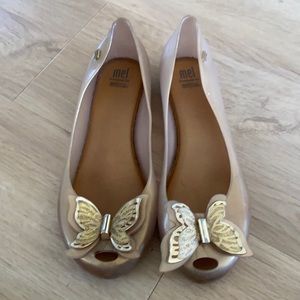 Mini Melissa gold butterfly shoes